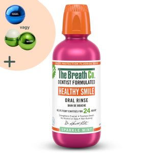 The Breath Co. Healthy Smile fogszuvasodás elleni szájvíz, 500 ml – Szikrázó Menta íz
